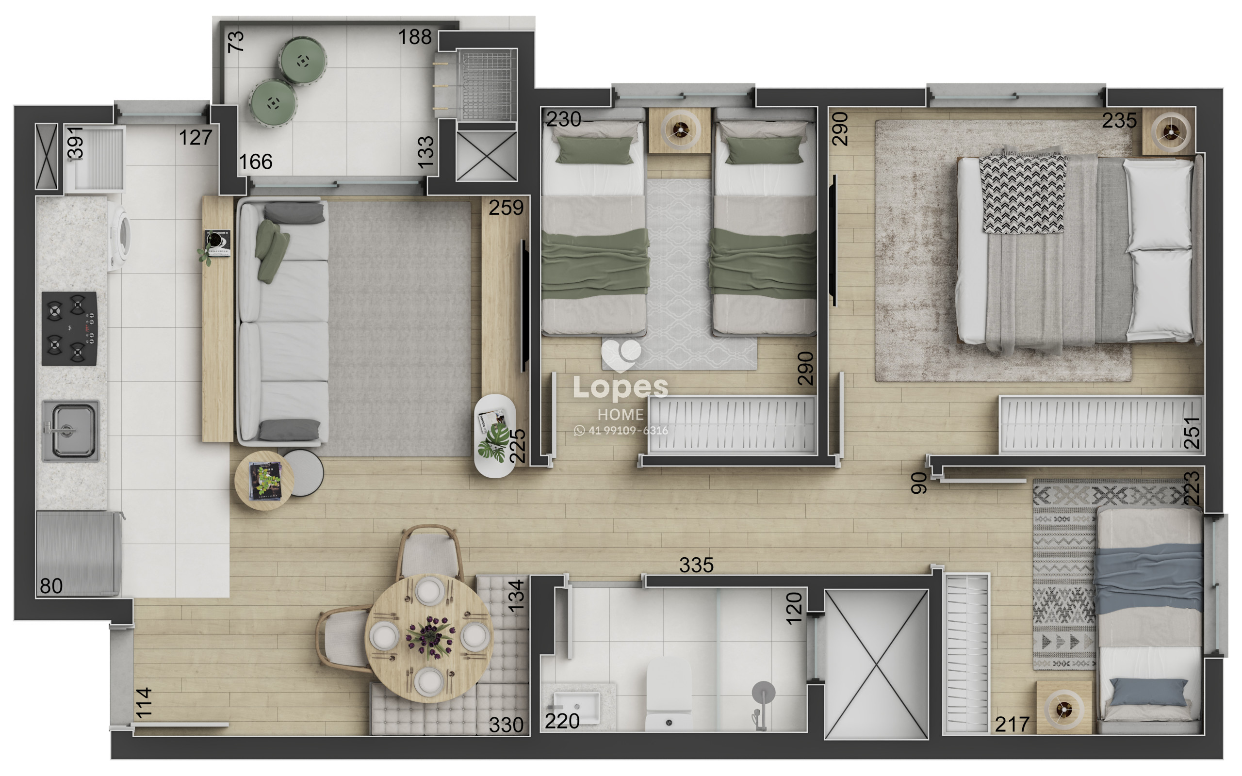 Apartamento para Venda - Curitiba / no bairro Hauer, 3 dormitórios, 1  banheiro, 1 vaga de garagem, área total 89,00 m², área útil 55,00 m²